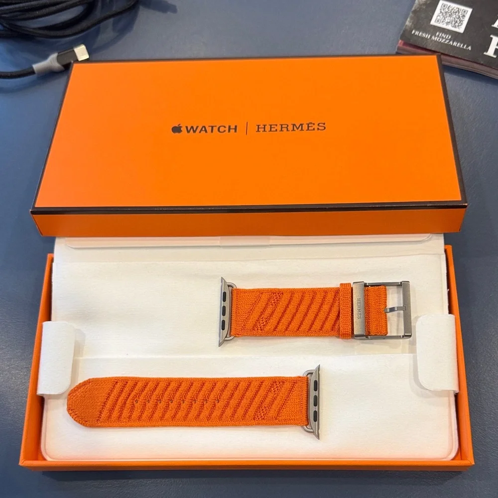 Hermès Orange Braided Apple Watch Strap